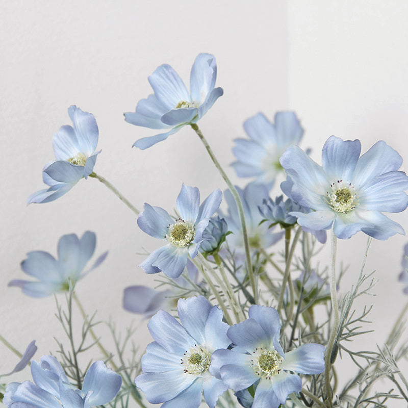 Artificial Flower Cosmos Gray Blue Dining Table Living Room Home Decoration Flower