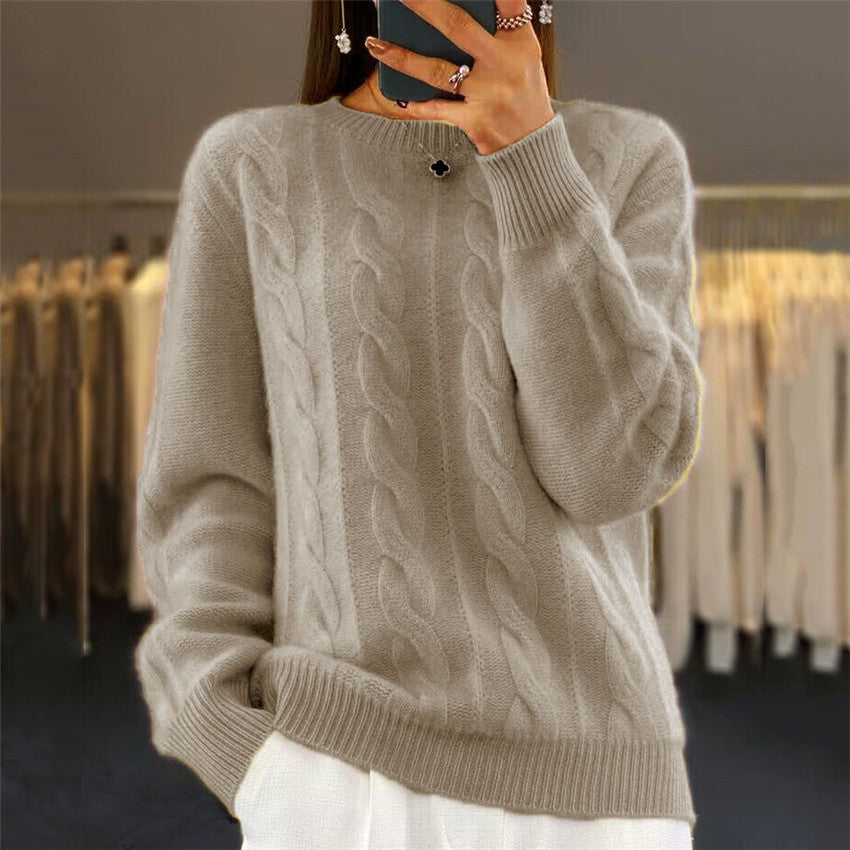 Retro Cable-knit Pullover Sweater