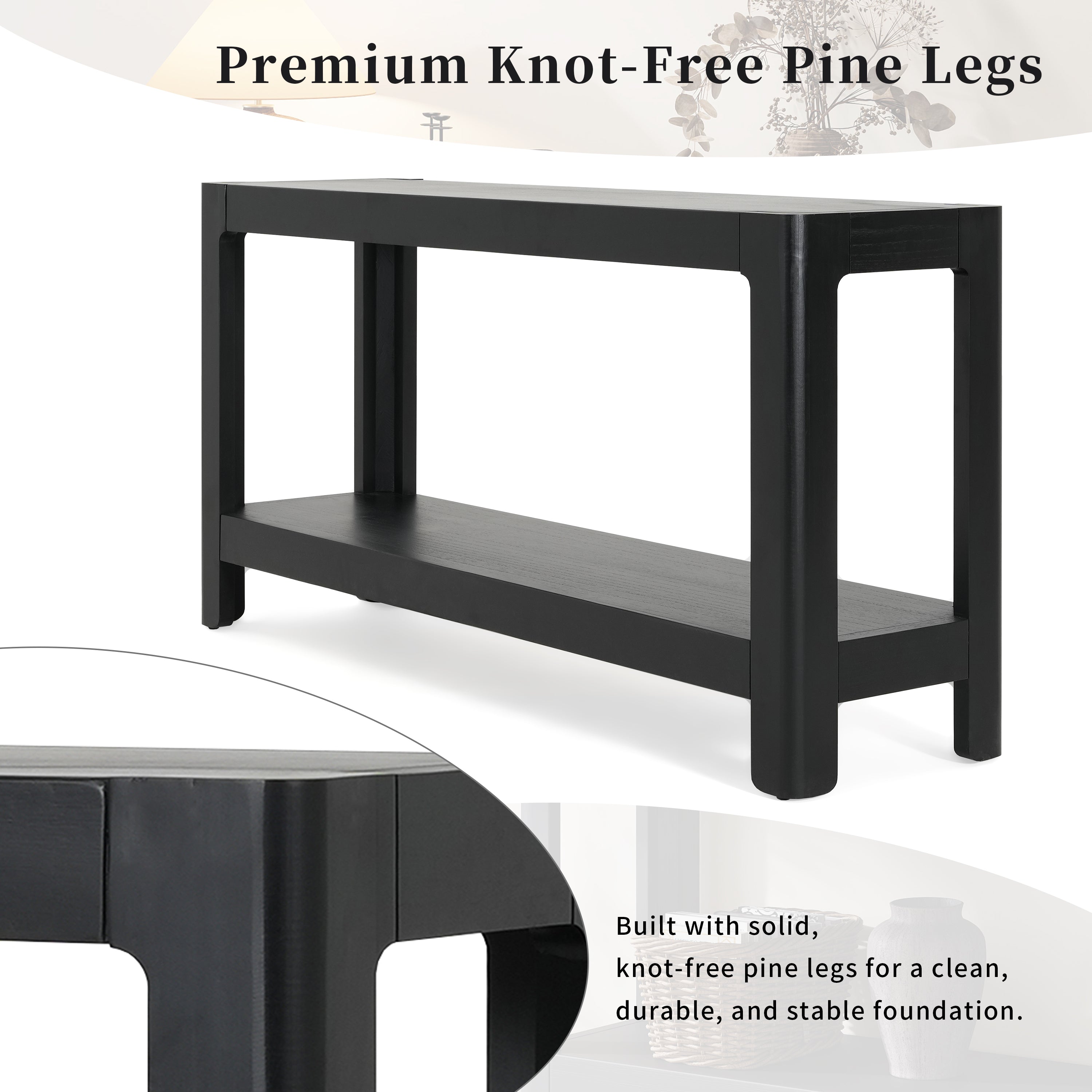 Mirod Modern Farmhouse Console Table,Elegant Minimalist Design With Premium Wood Veneer And Rounded Corners