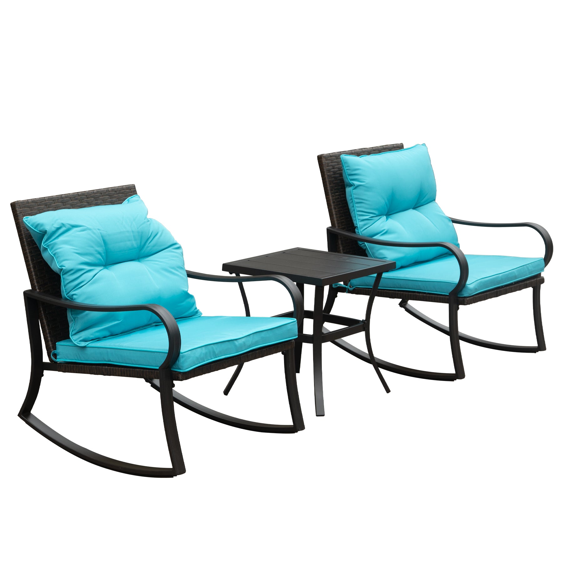 Metal 2 - Person Outdoor Patio Rocking Seating Group With Cushions
